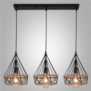 Three Hanging Vintage Rope Pendant Light