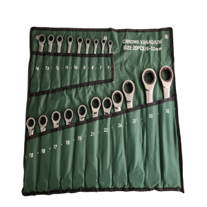 20-Piece Chrome Vanadium Ratchet Spanner Set