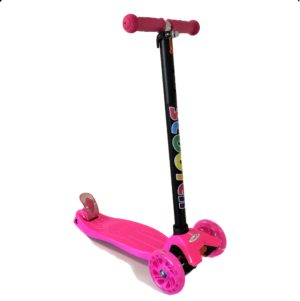 Bright Colour - Kids T-Bar Scooter With Light Up Wheels & Back Brake Pedal