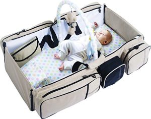 Multifunctional Baby Travel Bed Cot Baby Bassinet and Diaper Bag Gray