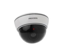 Realistic Looking Dummy Security CCTV Camera with Flashing Red LED Light(White)