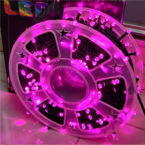 100M Pink 9V Fairy Light On Black Cable With 8 Modes