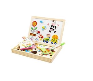 Magnetic Puzzle Drawing Board (Black/White Board) (Farm Spells Happily)