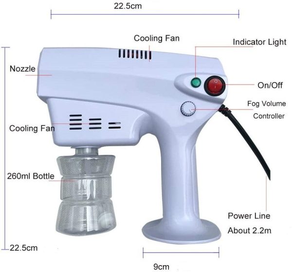 1200W Nano Spray Gun - Blue-Ray Disinfectant Sprayer Fogger, 260ml - Image 2