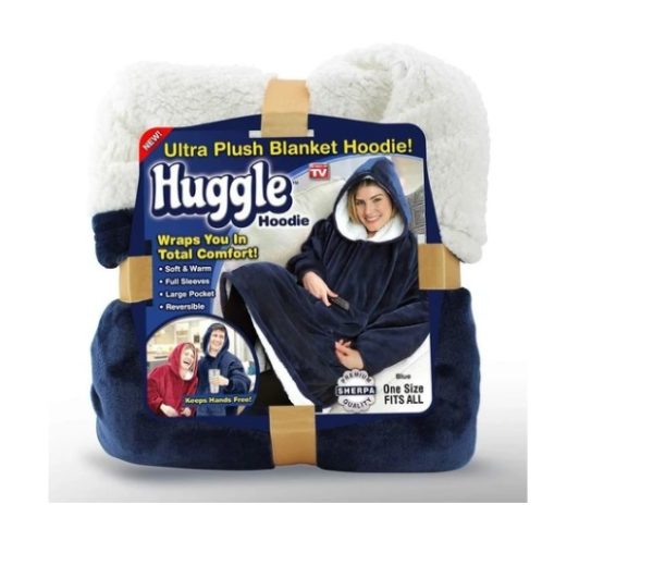 Huggle Hoodie, Ultra Plush Blanket (Blue) - Image 4