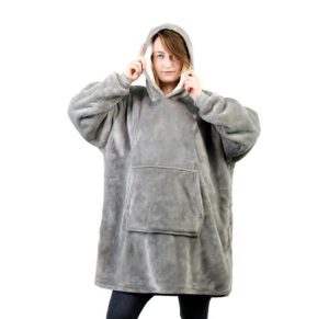 Huggle Hoodie, Ultra Plush Blanket (Gray)