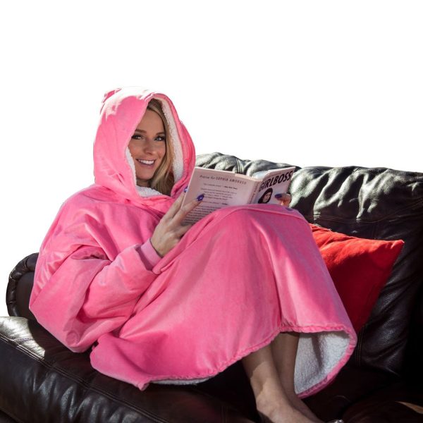 Huggle Hoodie, Ultra Plush Blanket (Pink) - Image 2