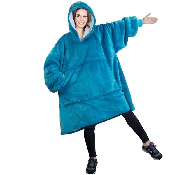 Huggle Hoodie, Ultra Plush Blanket (Sea Blue)