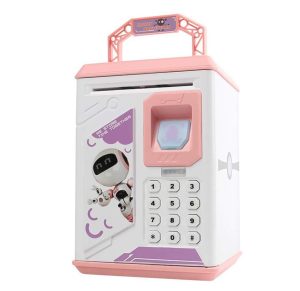 Atm money bank for kid with finger print-pink