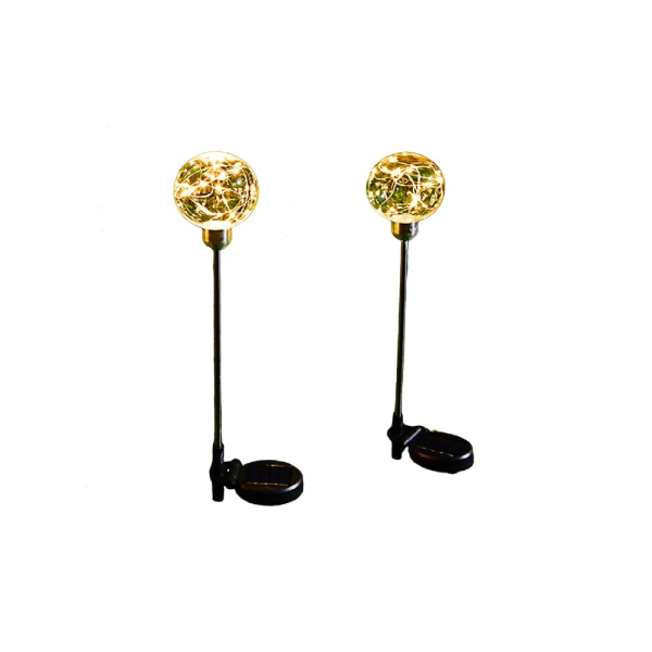 Solar Powered Copper Wire Ball Garden Light Warm White 2Pcs