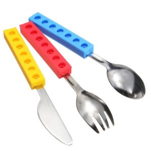 Lego Bricks Stainless Steel Cutlery Set 3pcs