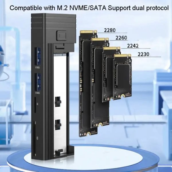 M.2 NVME SATA SSD Enclosure Adapter With 4 In 1 Hub USB 3.2 Gen 2 10Gbps - Image 3