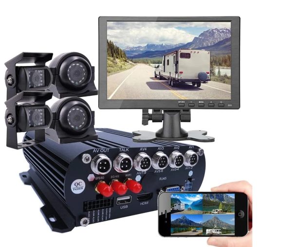 4 Channel mobile sdvr vehicle cctv kit with g-sensor, wifi, 4g, gps & remote monitoring (256gig SD Card)
