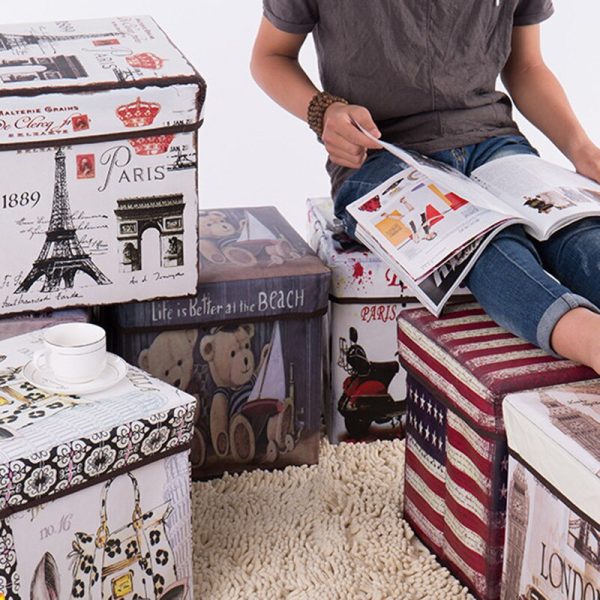 Folding Storage Ottoman Gift - Vintage bike - Image 2