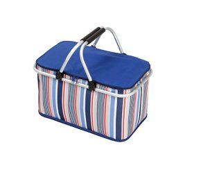 Foldable Poppy Blue Lines Insulated Picnic Basket