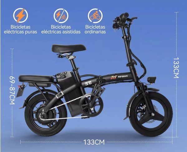 Pop Shope S6 Folding Electric Bike 35km/h Max. 750w - Image 3