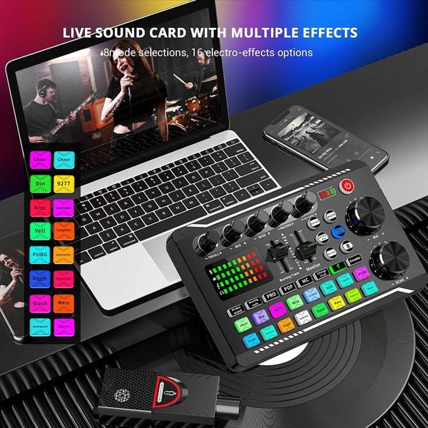 Live Streaming Microphone Tripod Stand And Sound Card Set - Image 3