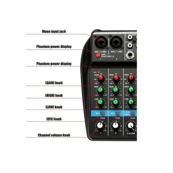 Self-powered 4-Channel Digital Mixer & Bluetooth - Image 3