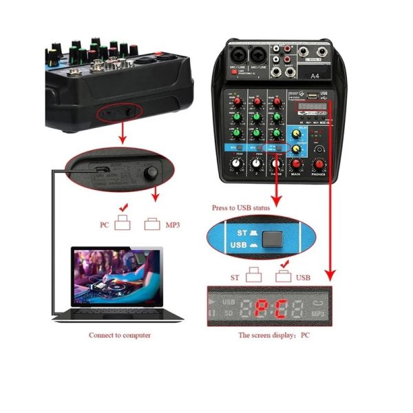 Self-powered 4-Channel Digital Mixer & Bluetooth - Image 4