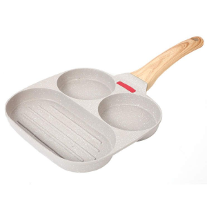 Nonstick Egg Fry Pan 3 Section Frying Square Grill Pan Breakfast Pans