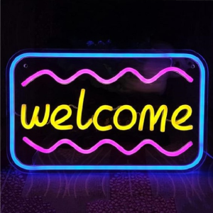 Welcome Backplate Neon Sign With 12V 2A Power Adapter