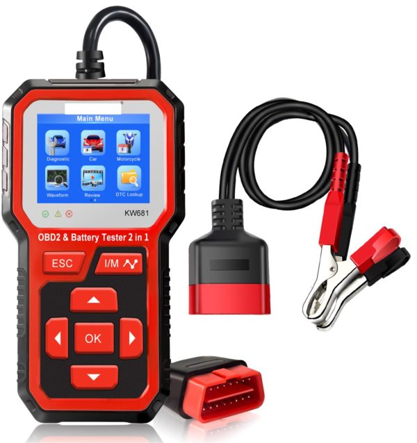 OBD2 diagnostic tool and 12v battery tester