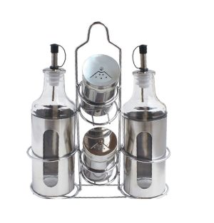 Homeware 4 pcs Oil & Vinegar, Salt & Pepper Spice Set