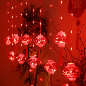 Red Lantern Curtain Light 3.5M Plug-In