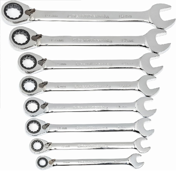 8 Pcs Reversible Ratcheting Combination Wrench Set