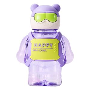 Trendy Creative Mini Cute Bear Water Bottles with Silicone Leak Proof 800ml - Purple