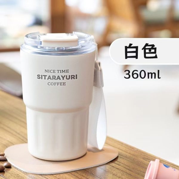 360ml 2in1 Sitarayuri Insulated Travel Tumbler Vacuum Coffee Cup Pink - Image 2