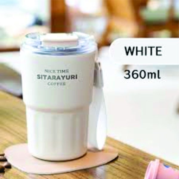 360ml 2in1 Sitarayuri Insulated Travel Tumbler Vacuum Coffee Cup Pink - Image 3