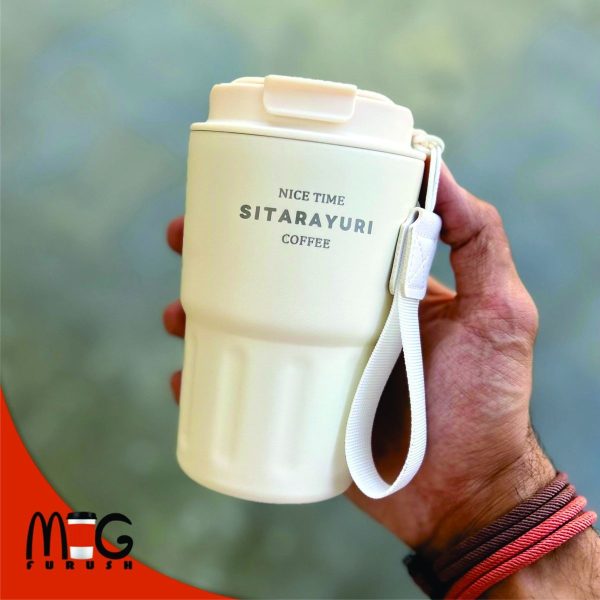 360ml 2in1 Sitarayuri Insulated Travel Tumbler Vacuum Coffee Cup Pink - Image 4