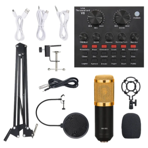 Ashcomonline ound Card Set Audio Condenser Mic Studio Microphone